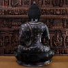 Brass Buddha Statue, Seated, Floral Black Patina Finish 46"