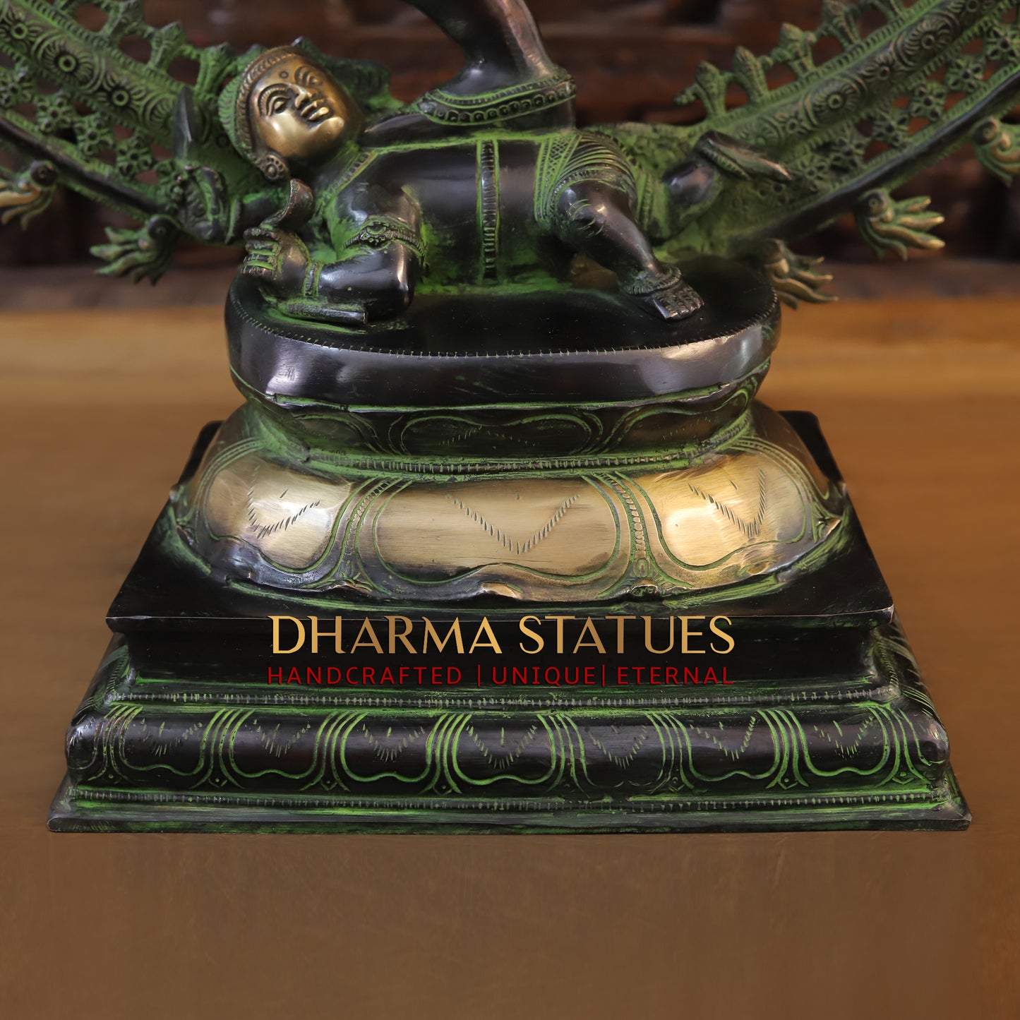 Brass Nataraja, Dancing Shiva, Green Patina & Black Finish, 36"