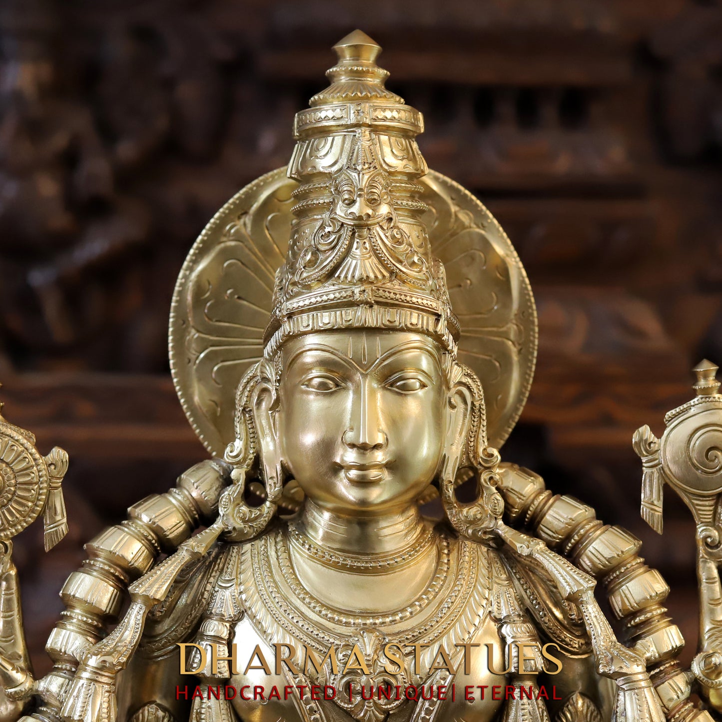 Brass Vishnu Balaji in his 10 Avatar, Fine Golden Finish, 30"