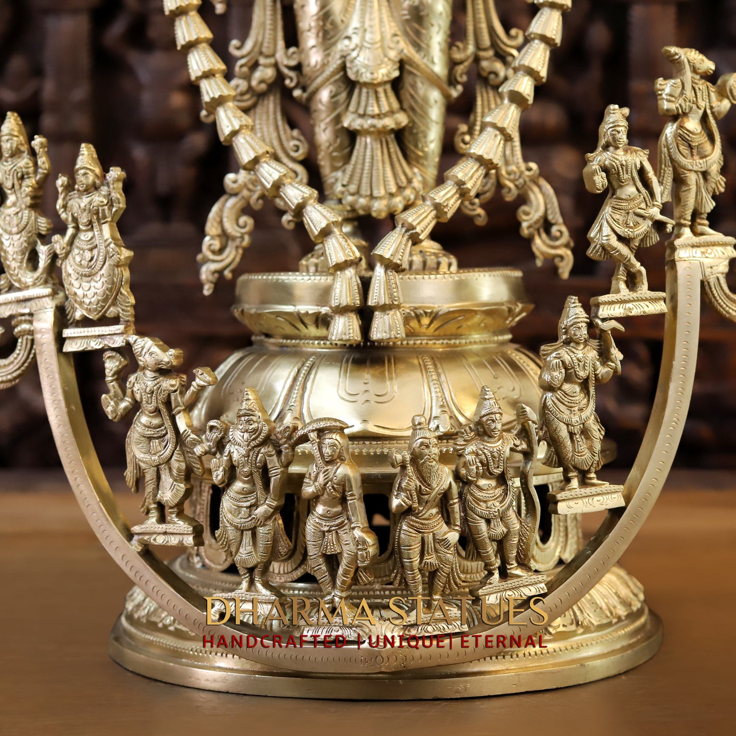 Brass Vishnu Balaji in his 10 Avatar, Fine Golden Finish, 30"