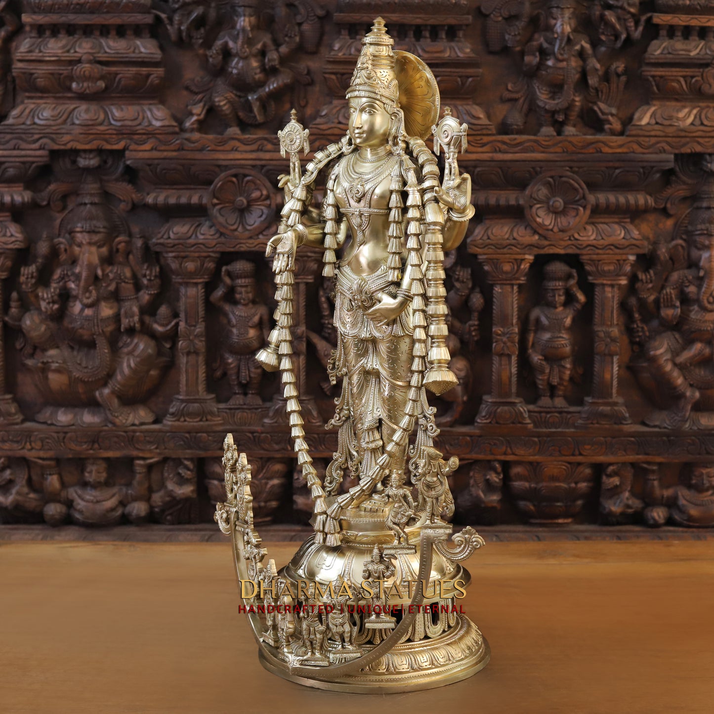 Brass Vishnu Balaji in his 10 Avatar, Fine Golden Finish, 30"