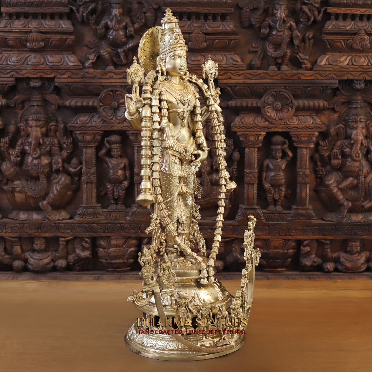 Brass Vishnu Balaji in his 10 Avatar, Fine Golden Finish, 30"