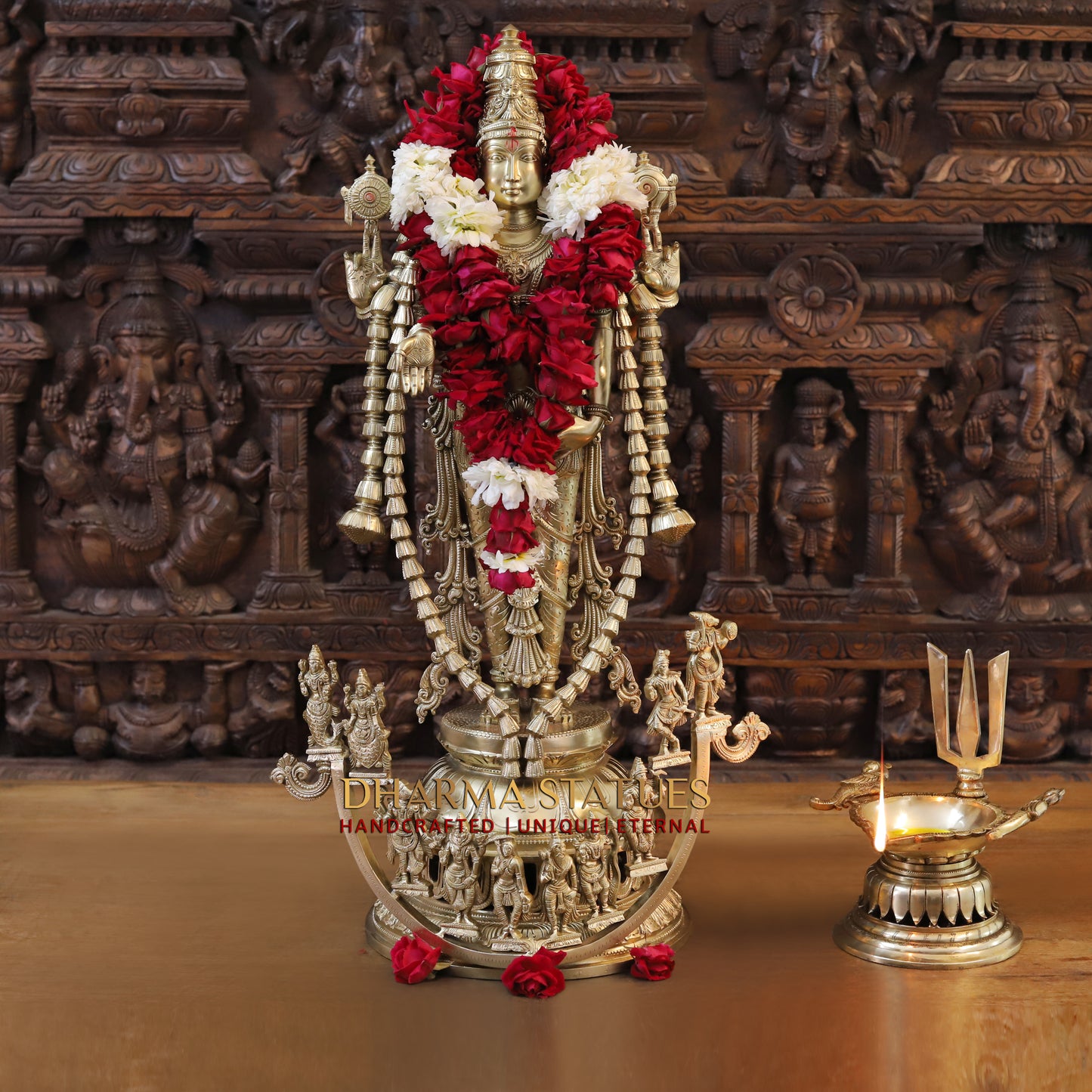 Brass Vishnu Balaji in his 10 Avatar, Fine Golden Finish, 30"