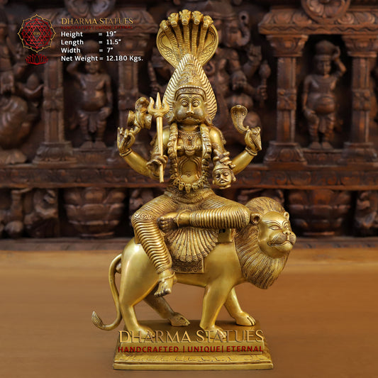 Brass Pratyangira Devi, Fine Golden Finish, 19"