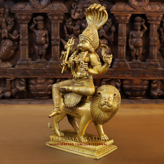 Brass Pratyangira Devi, Fine Golden Finish, 19"