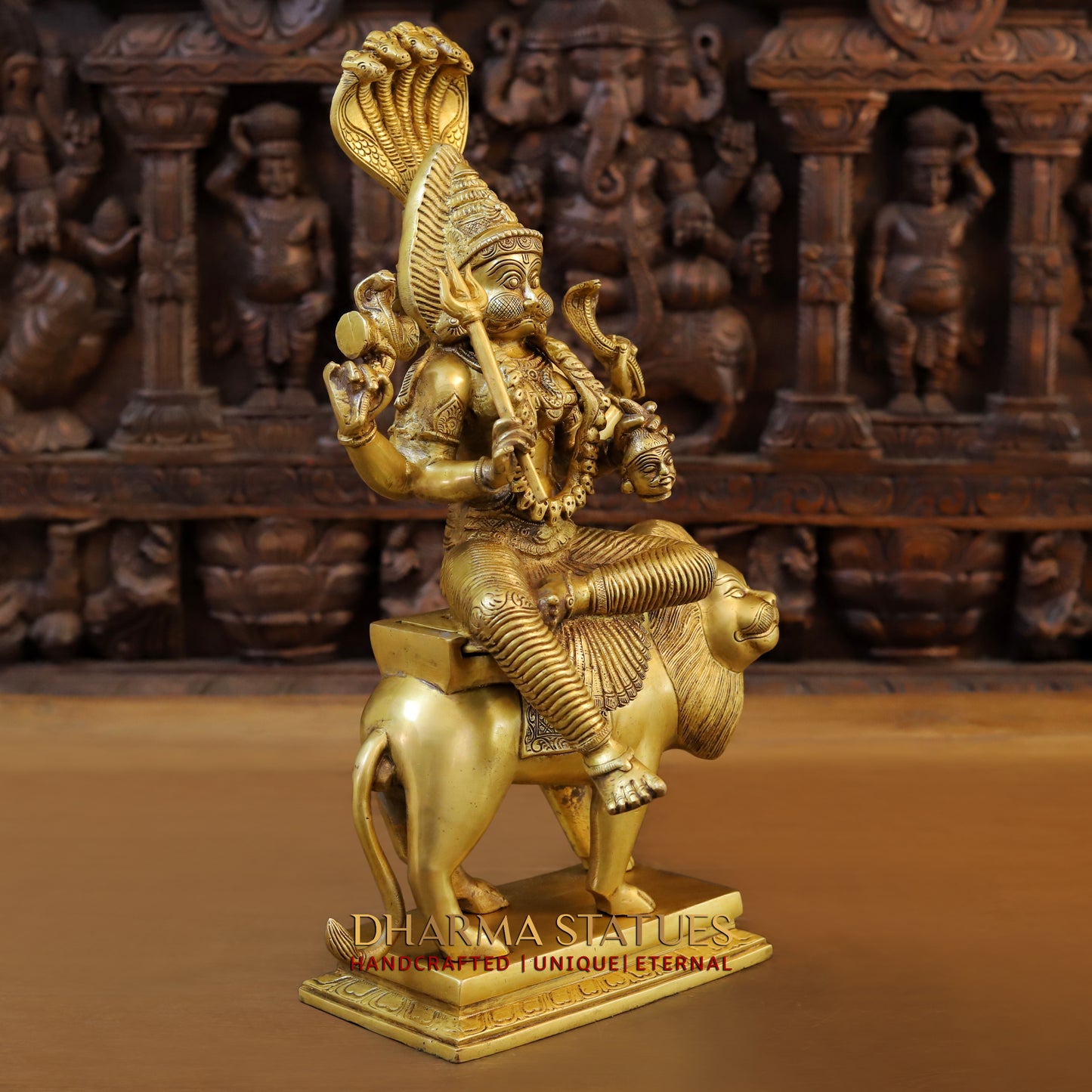 Brass Pratyangira Devi, Fine Golden Finish, 19"