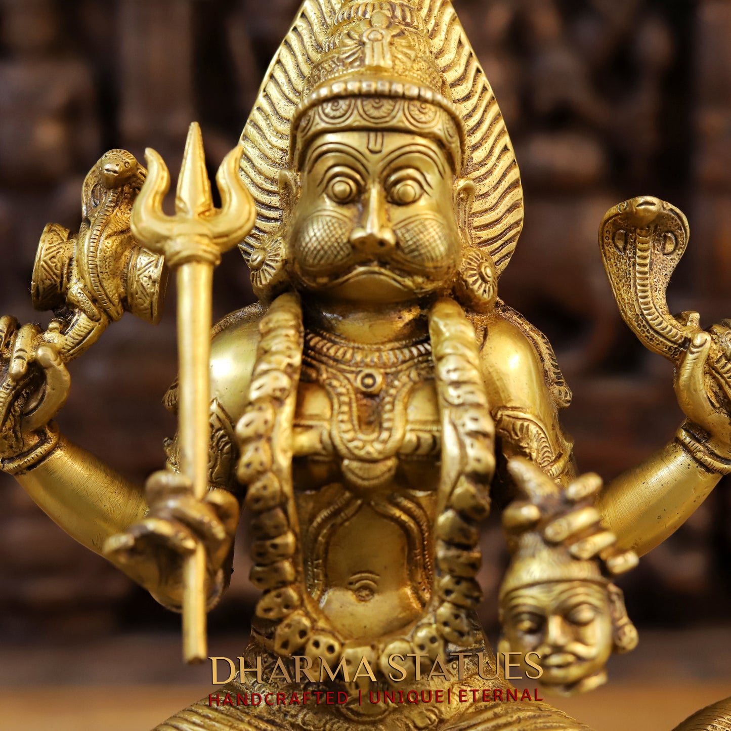 Brass Pratyangira Devi, Fine Golden Finish, 19"
