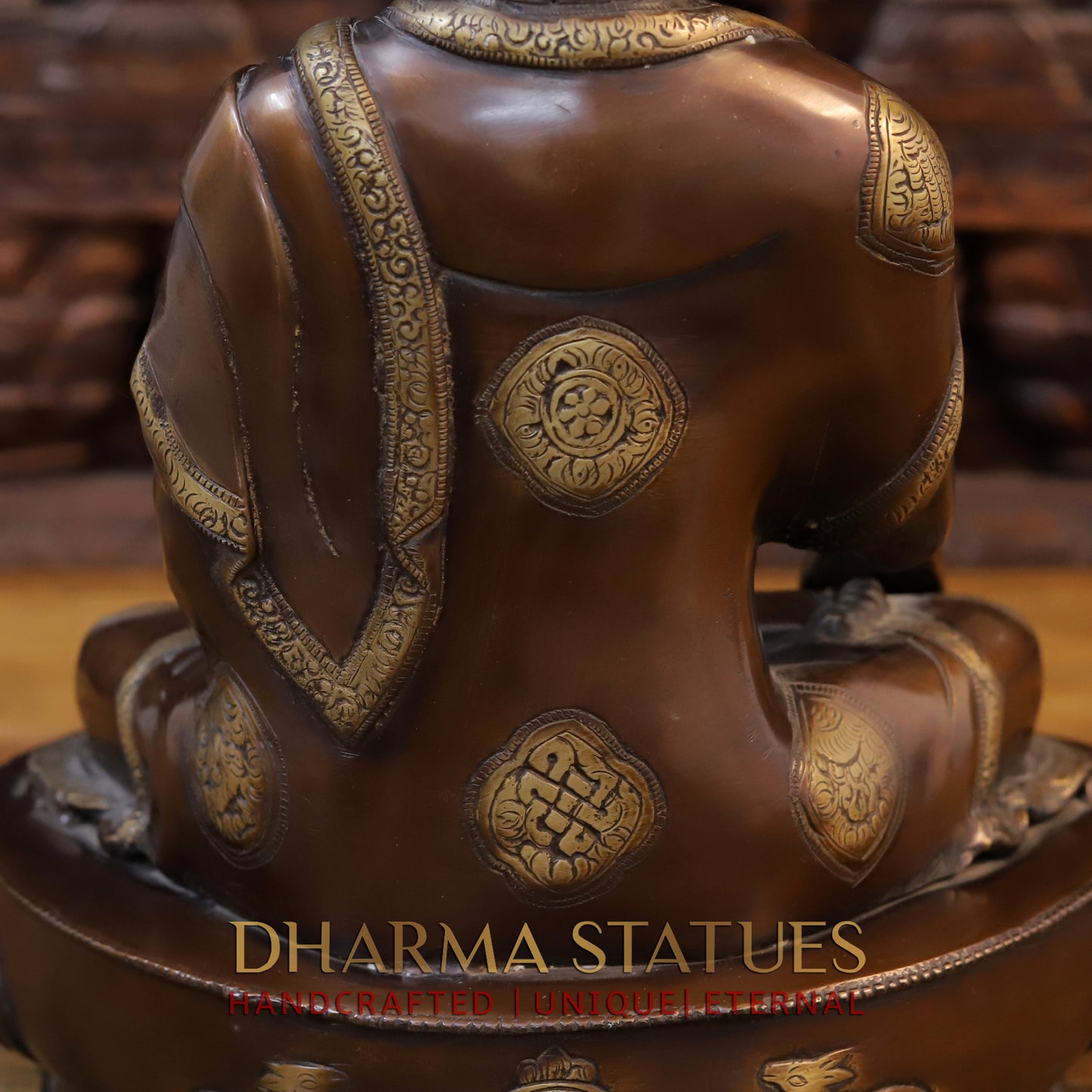 Brass Buddha Sitting in Meditation Position, Copper & Golden Finish, 17.5"