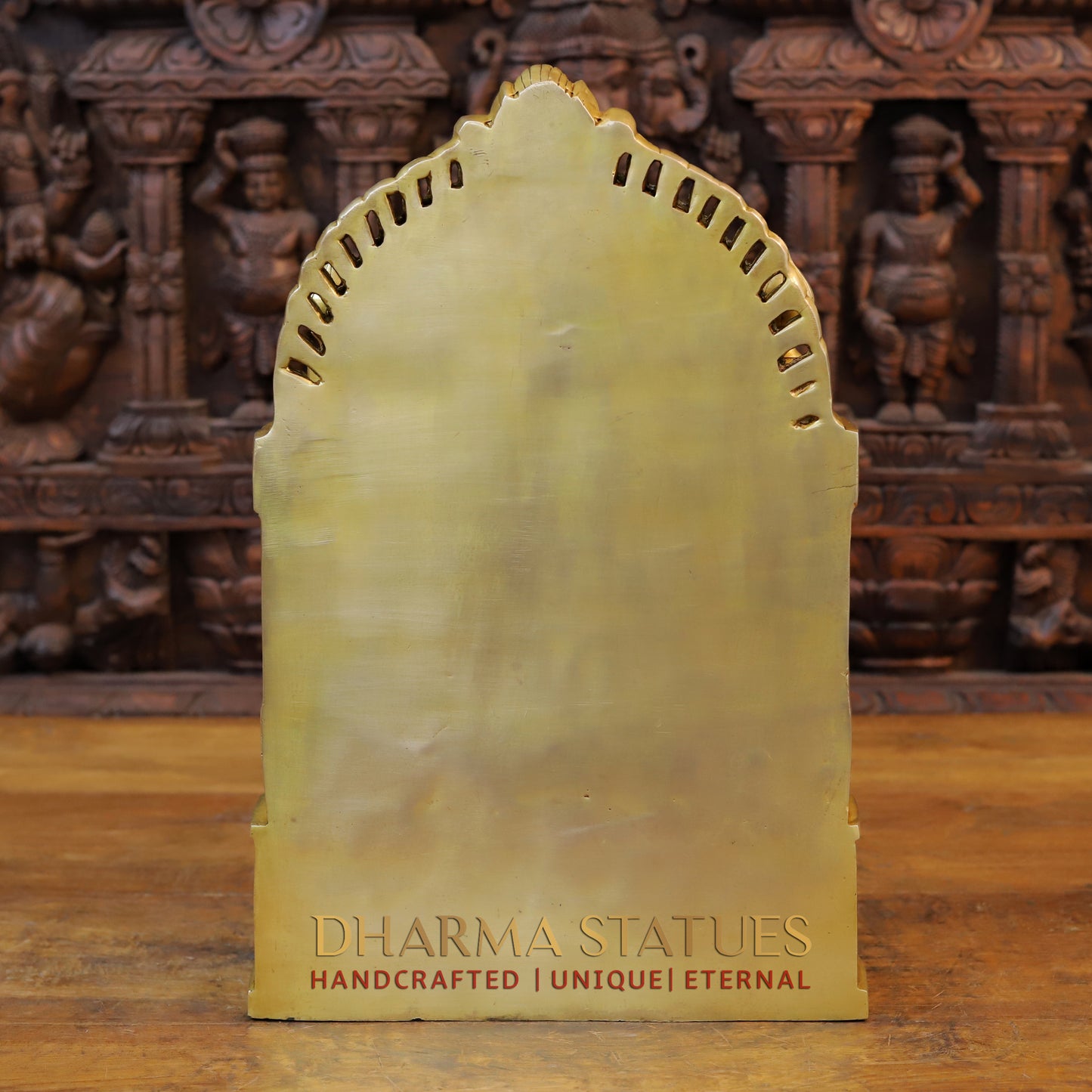 Brass Laxshmi & Ganesh Seated in Temple with rat, Special Gold, 18.5"