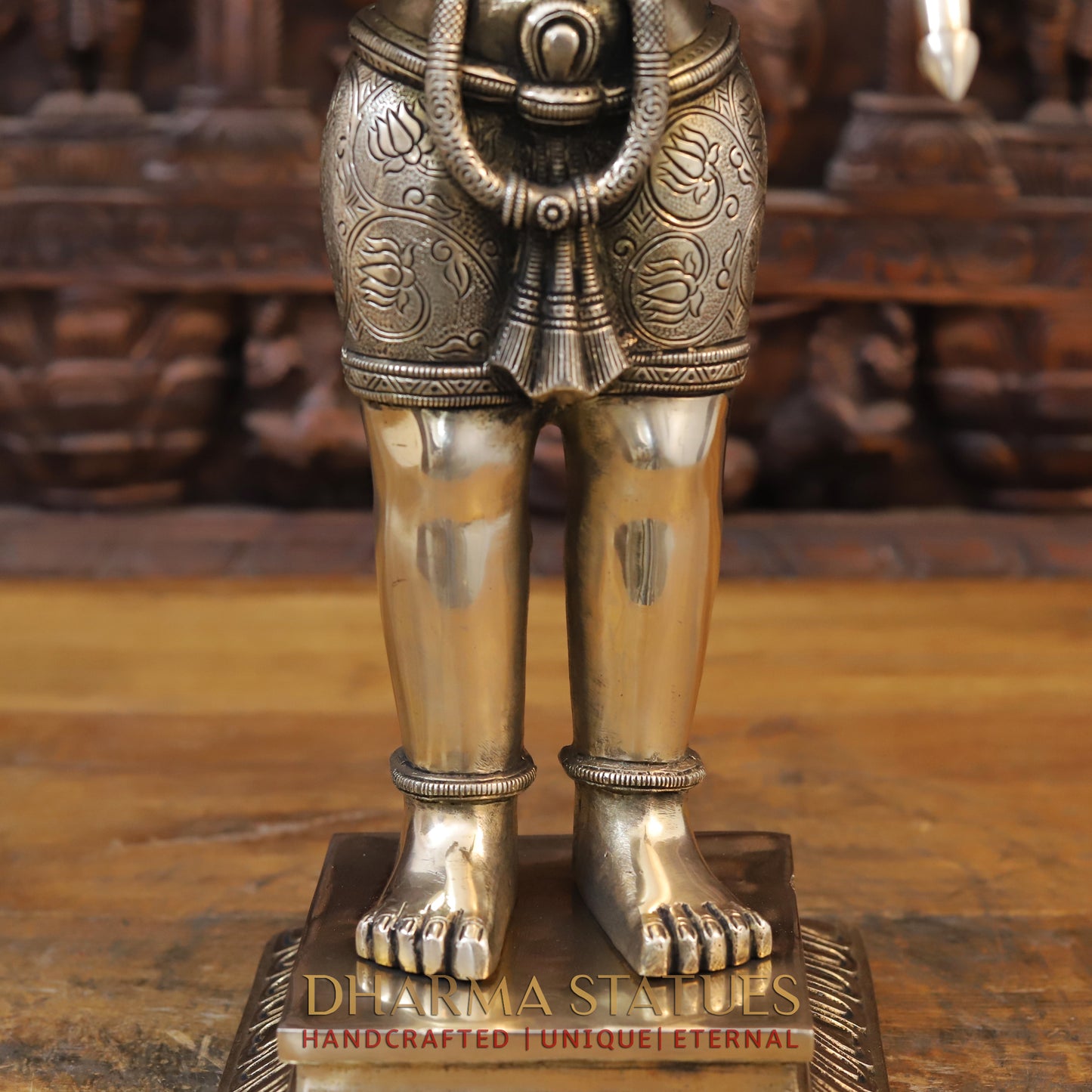 Brass Hanuman Standing in Blessing Position, Fine Gold Finish, 22.5"