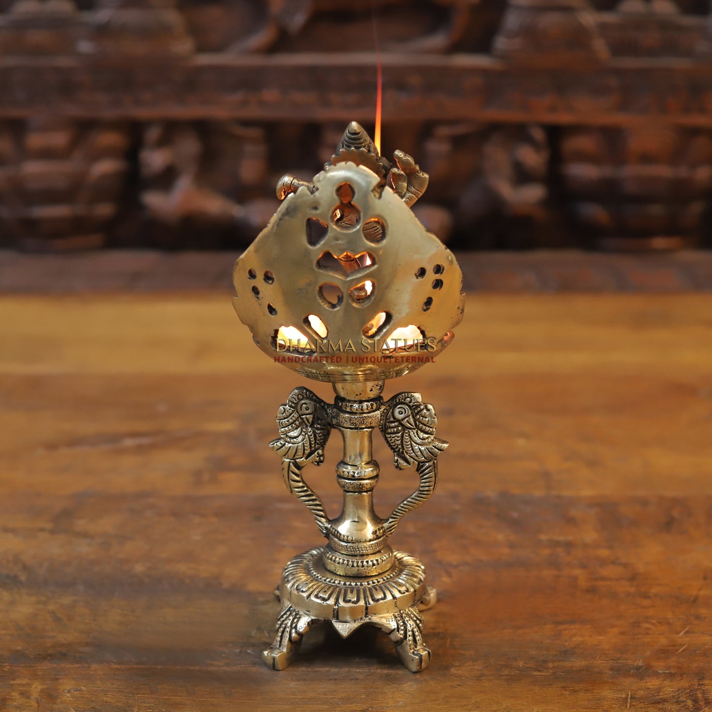 Brass Ganesh Diya, Golden Finish, 9.5"