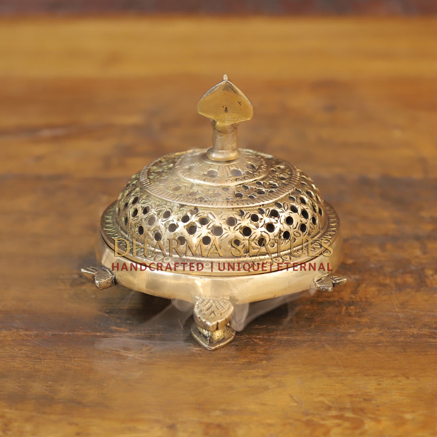 Brass Peacock Incense Burner, Gold Finish, 5.5"