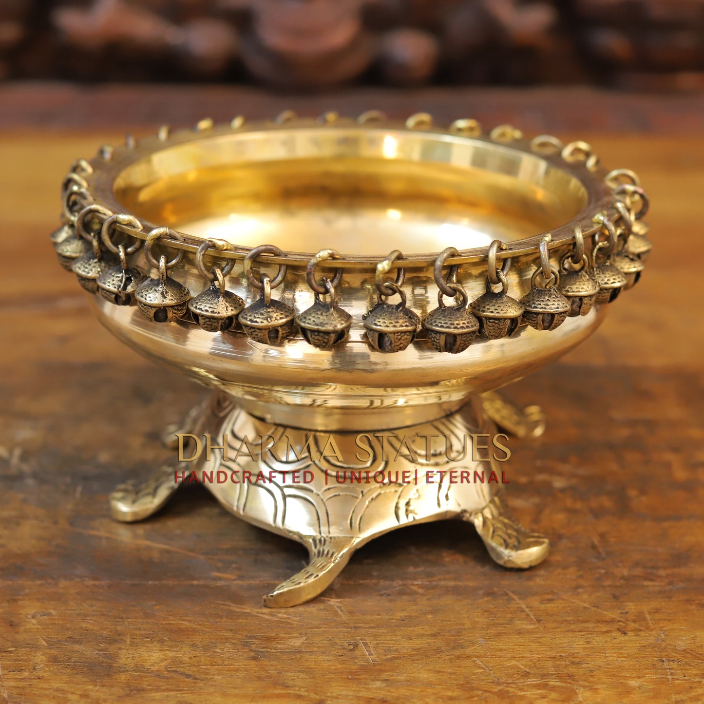 Brass Tortoise Urli, Golden Finish, 5"