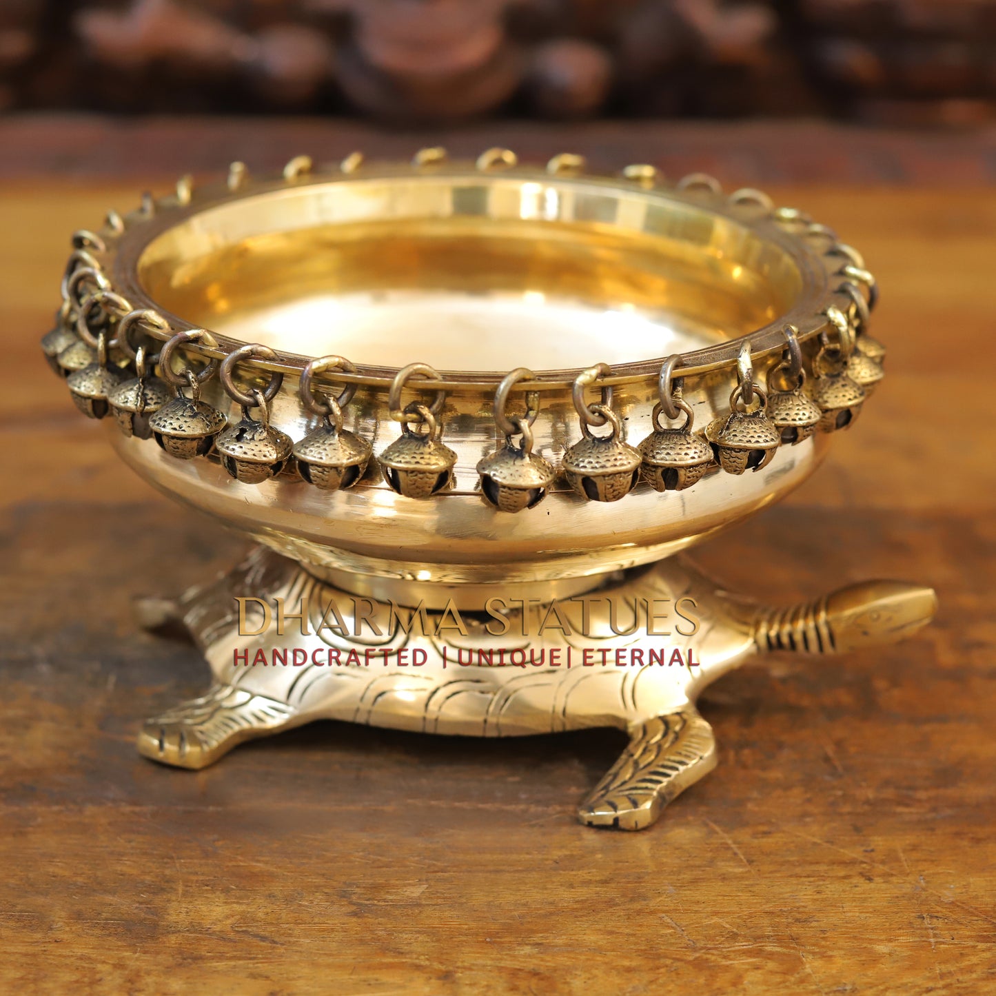 Brass Tortoise Urli, Golden Finish, 5"
