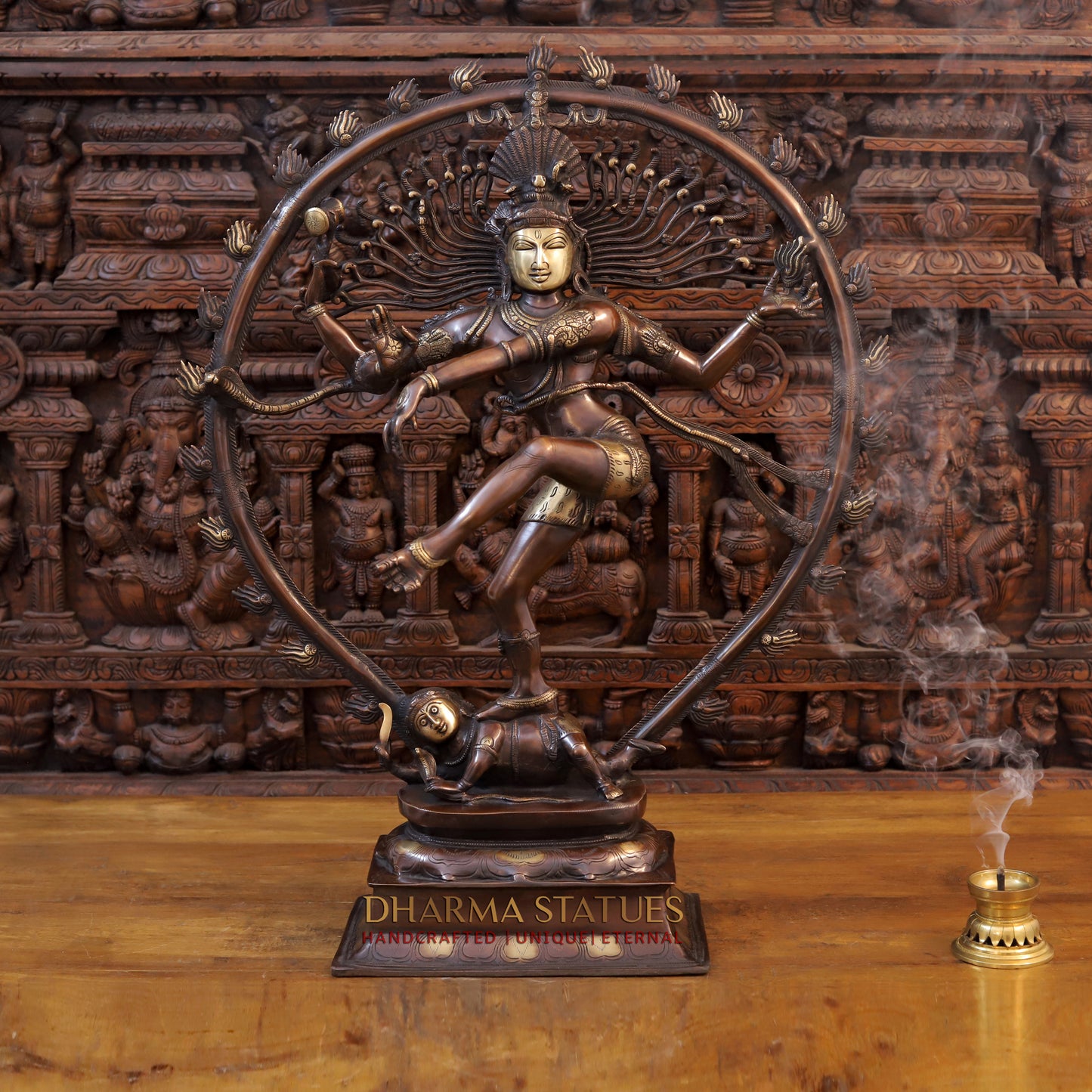 Brass Nataraja Statue, Dancing Shiva, Copper & Golden Finish, 35"