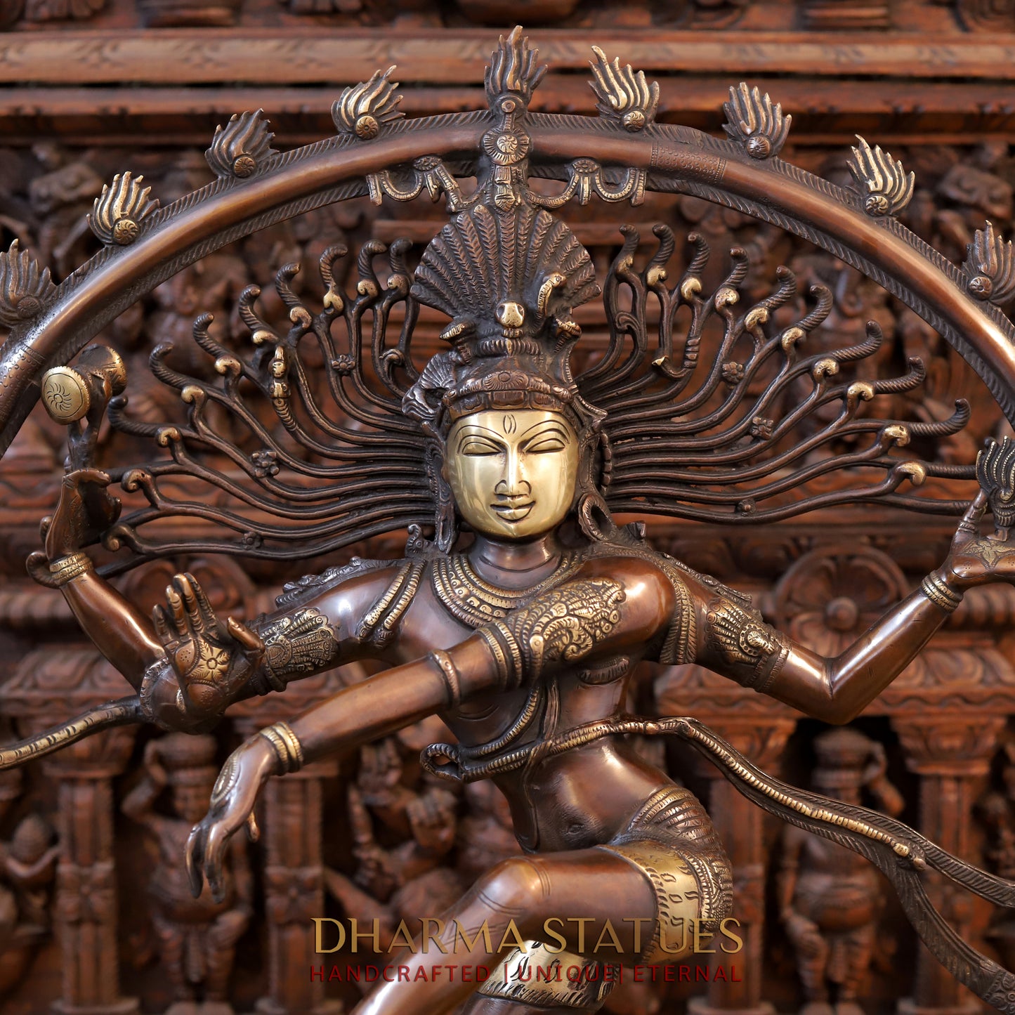 Brass Nataraja Statue, Dancing Shiva, Copper & Golden Finish, 35"