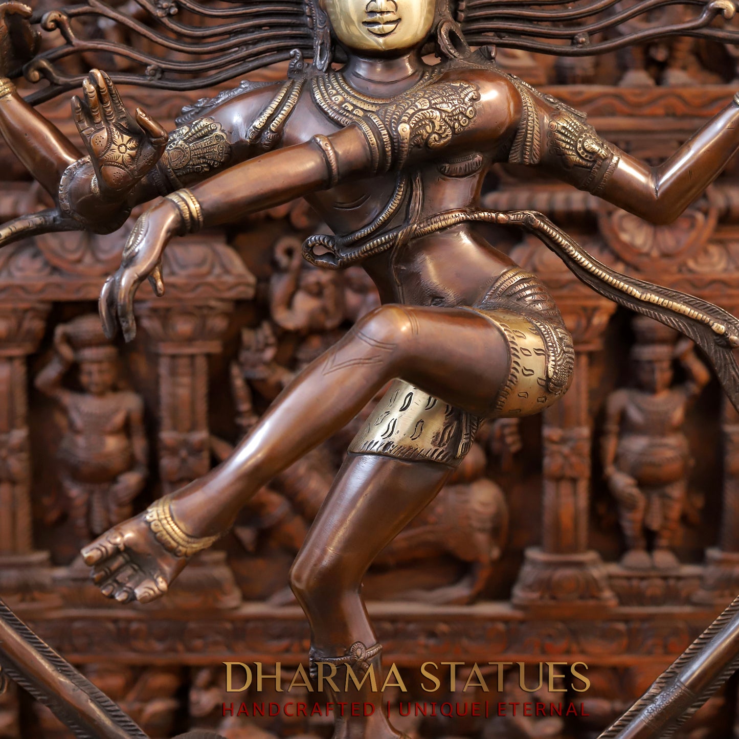 Brass Nataraja Statue, Dancing Shiva, Copper & Golden Finish, 35"