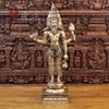 Brass Brahma Standing, Holding Lotus and Kamandal, Smooth Finish, 38.5"