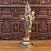 Brass Brahma Standing, Holding Lotus and Kamandal, Smooth Finish, 38.5"