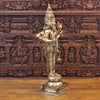 Brass Brahma Standing, Holding Lotus and Kamandal, Smooth Finish, 38.5"