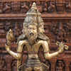 Brass Brahma Standing, Holding Lotus and Kamandal, Smooth Finish, 38.5"