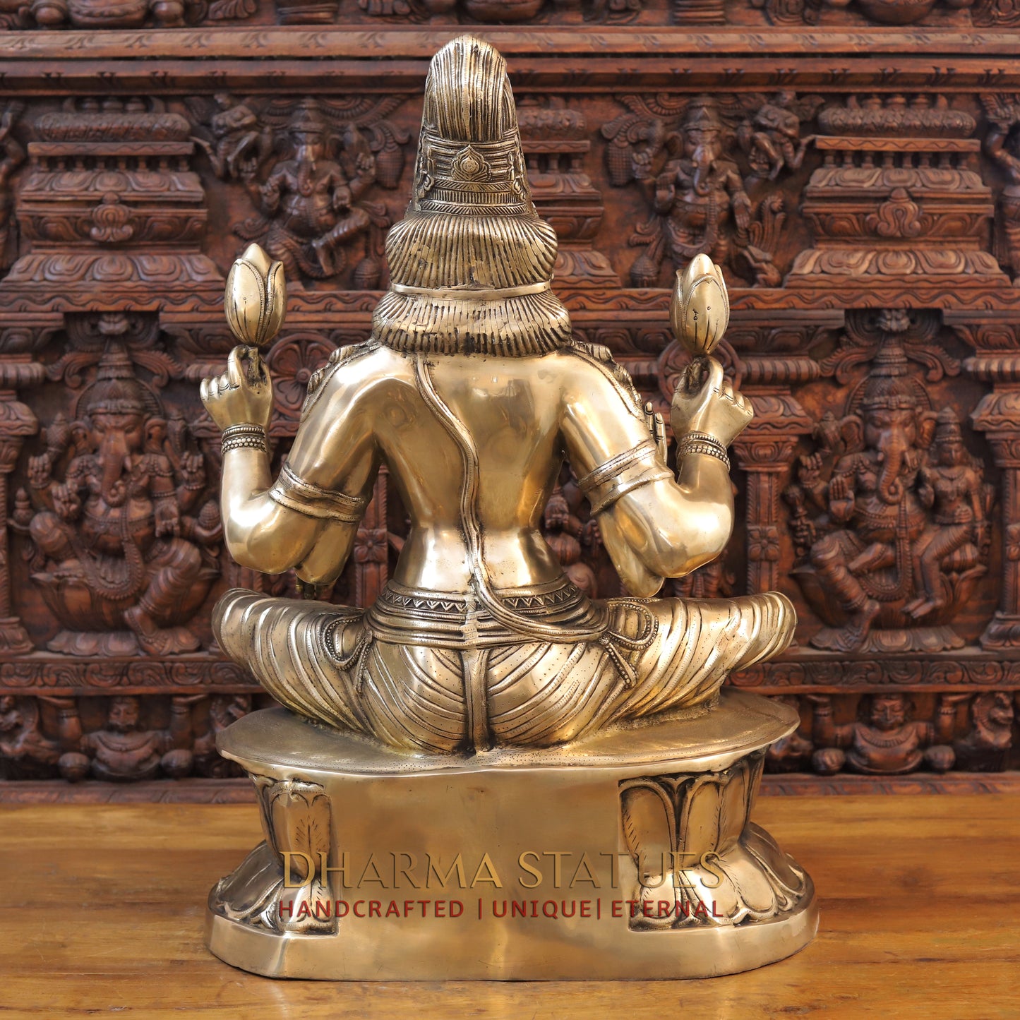 Brass Lakshmi, Blessing Posture, Golden Finish, 35.5"