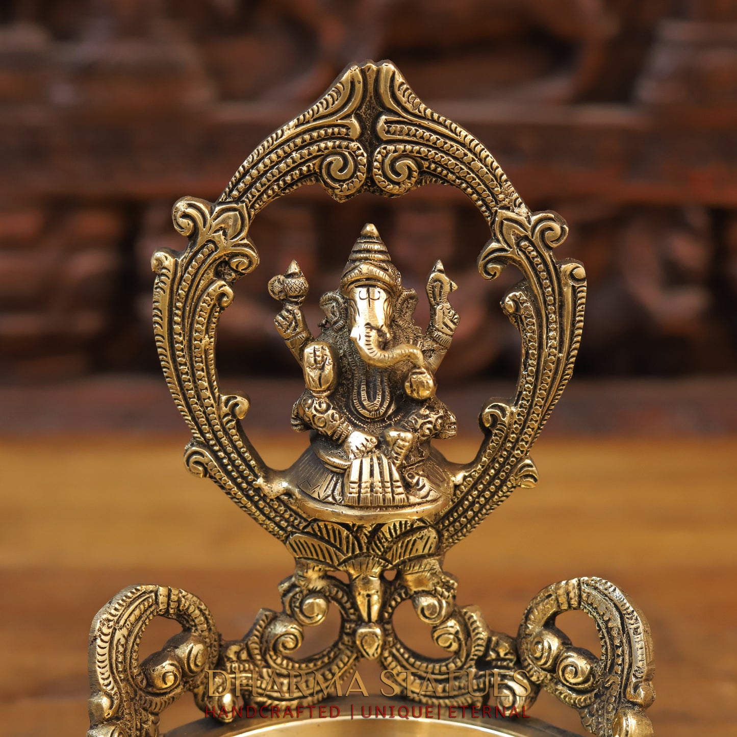 Brass Ganesh Urli, Golden Finish, 10"