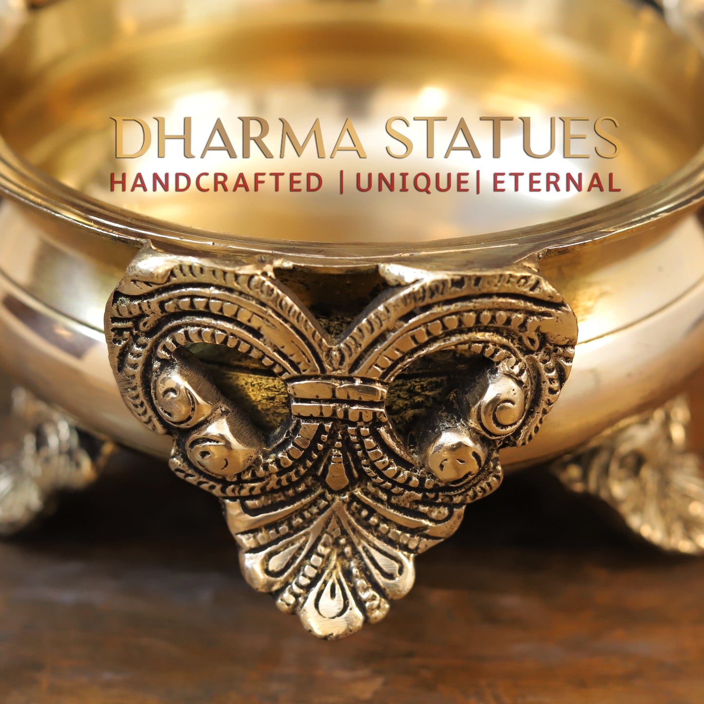 Brass Ganesh Urli, Golden Finish, 8"