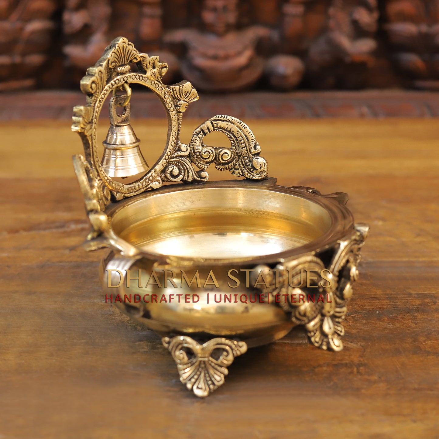 Brass Bell Urli, Golden Finish, 7"