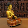 Brass Kundal Buddha Statue, Red and Gold Finish 19"