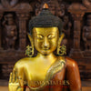 Brass Kundal Buddha Statue, Red and Gold Finish 19"