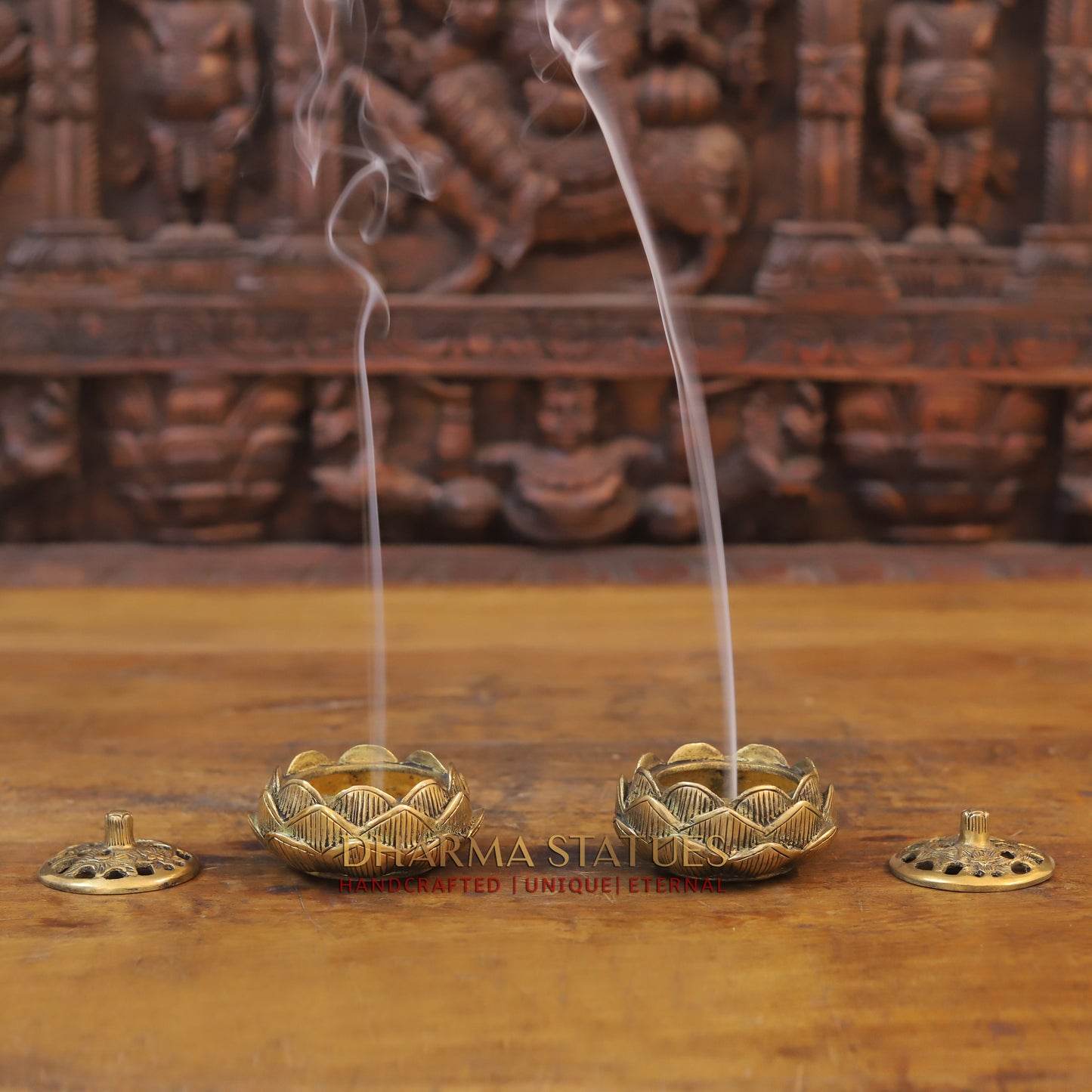 Brass Lotus Shaped Inscense Burner, Fine Golden Finish 2.5"