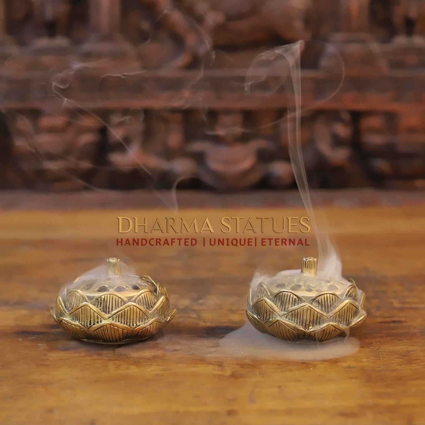Brass Lotus Shaped Inscense Burner, Fine Golden Finish 2.5"