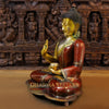 Brass kundal buddha Idol, Red and Gold Finish 19"