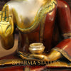 Brass kundal buddha Idol, Red and Gold Finish 19"