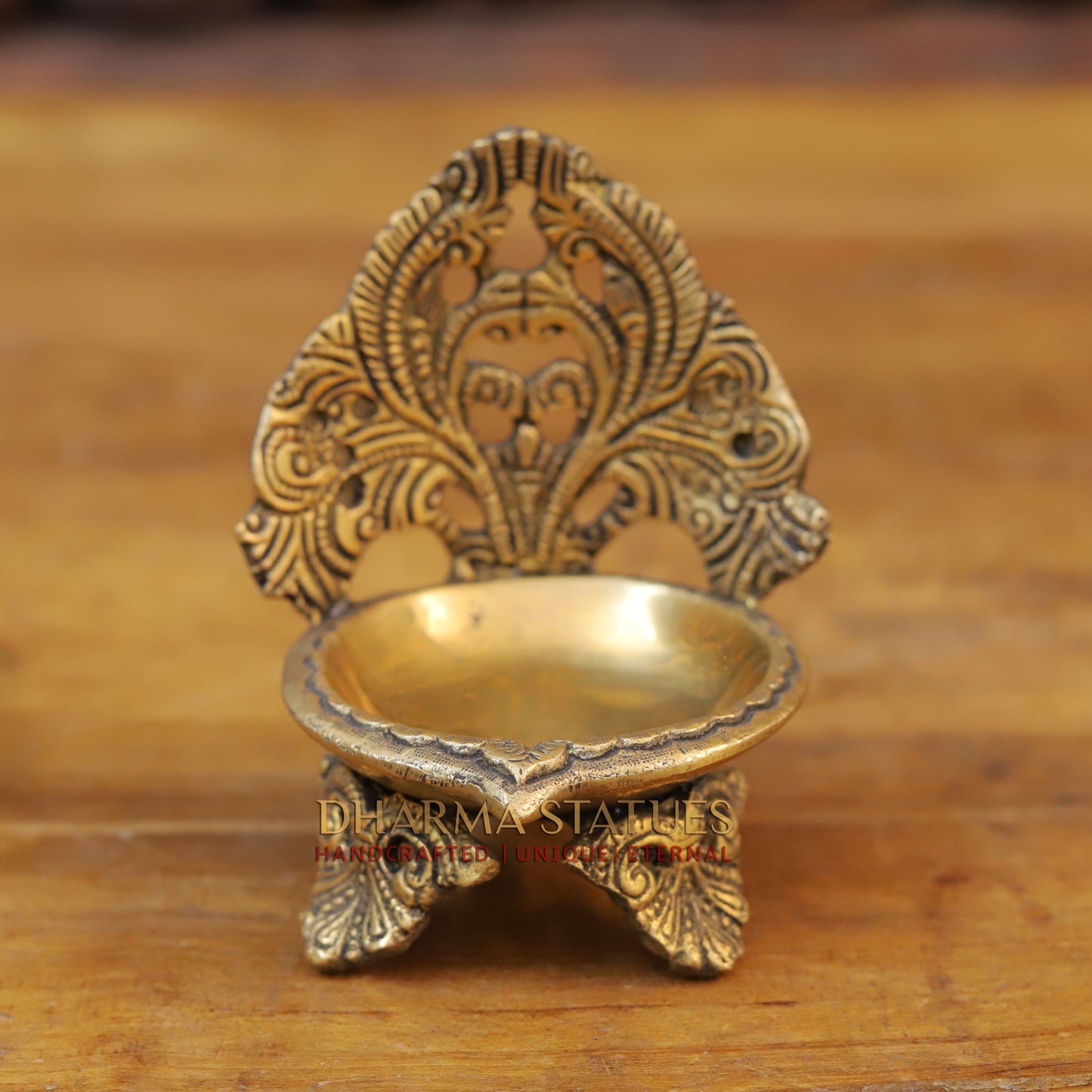 Brass Diya, Fine Golden Work 5"