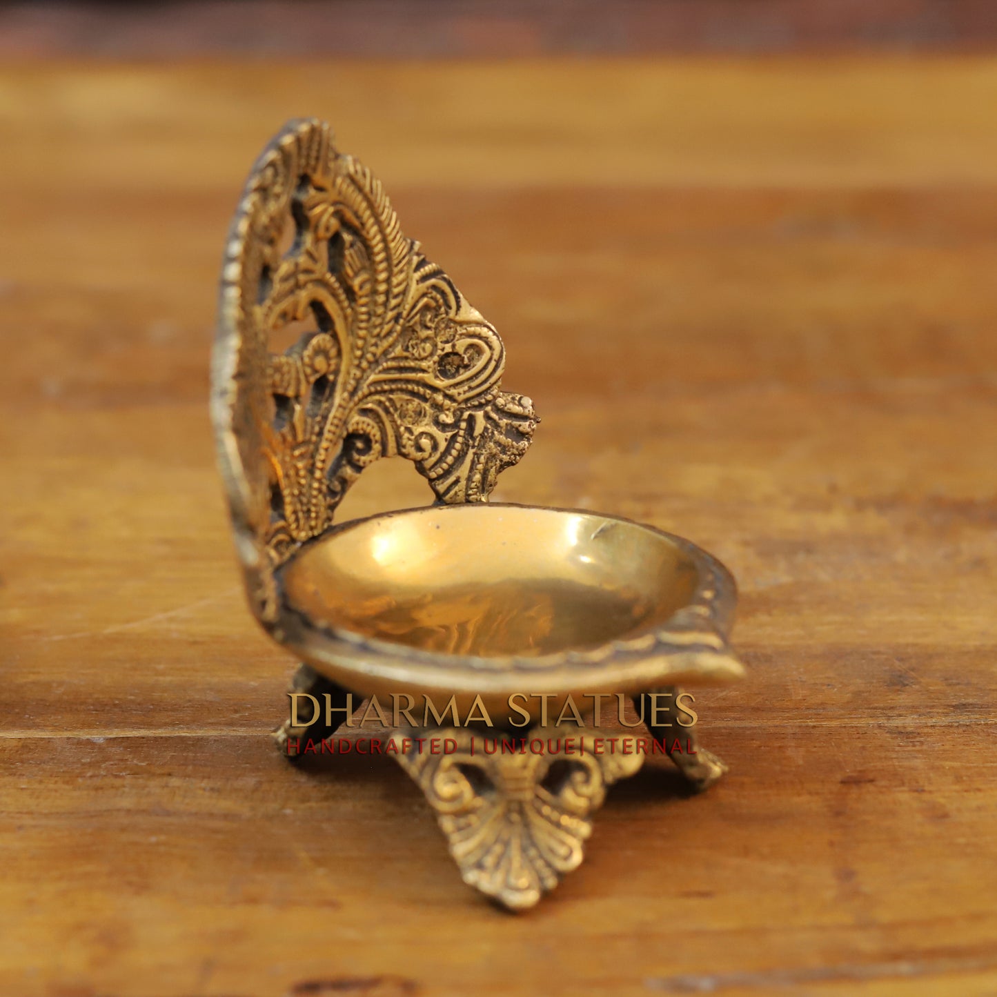 Brass Diya, Fine Golden Work 5"