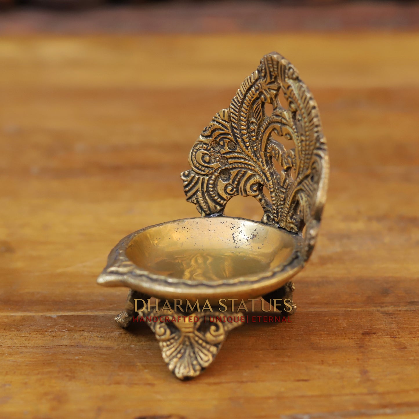 Brass Diya, Fine Golden Work 5"