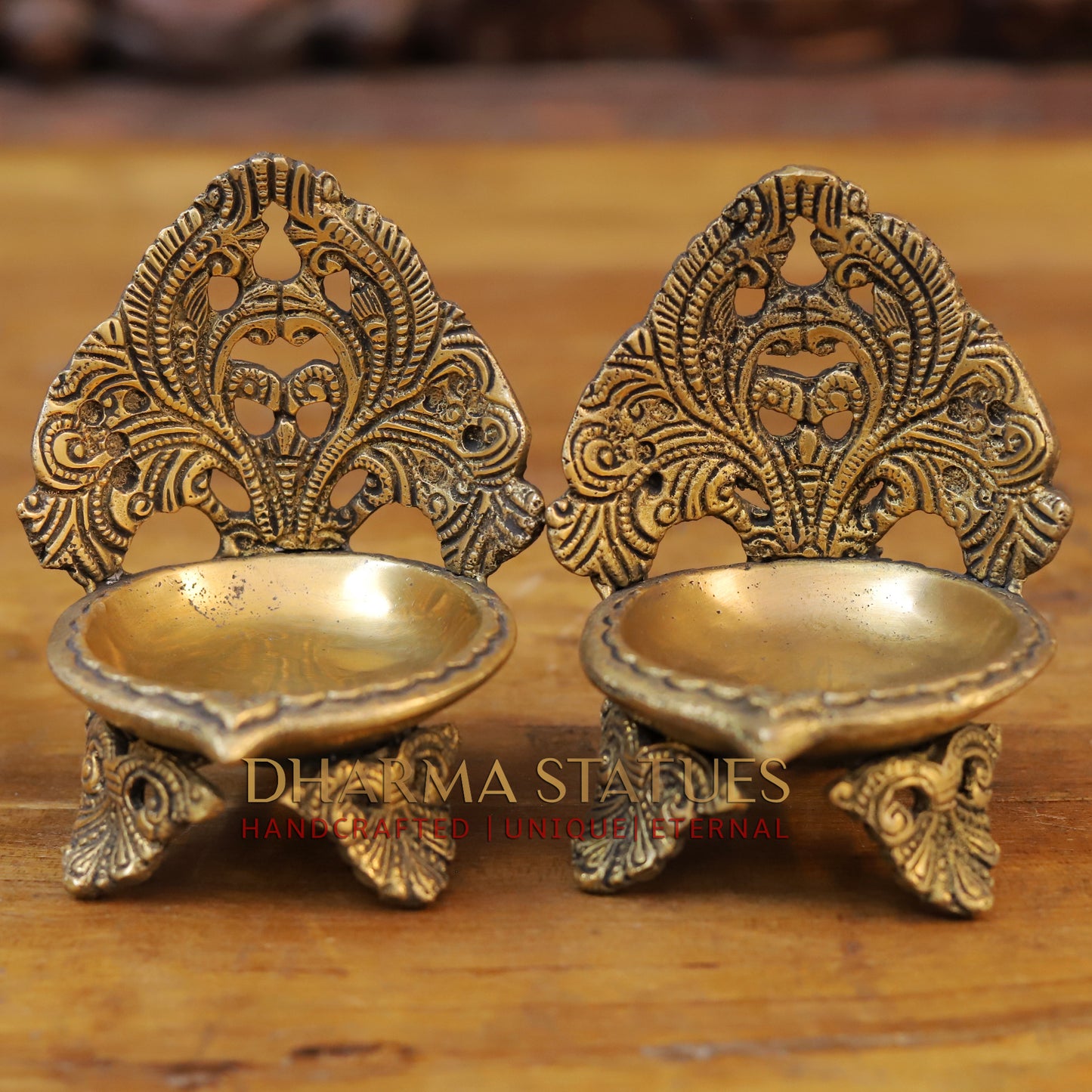 Brass Diya, Fine Golden Work 5"