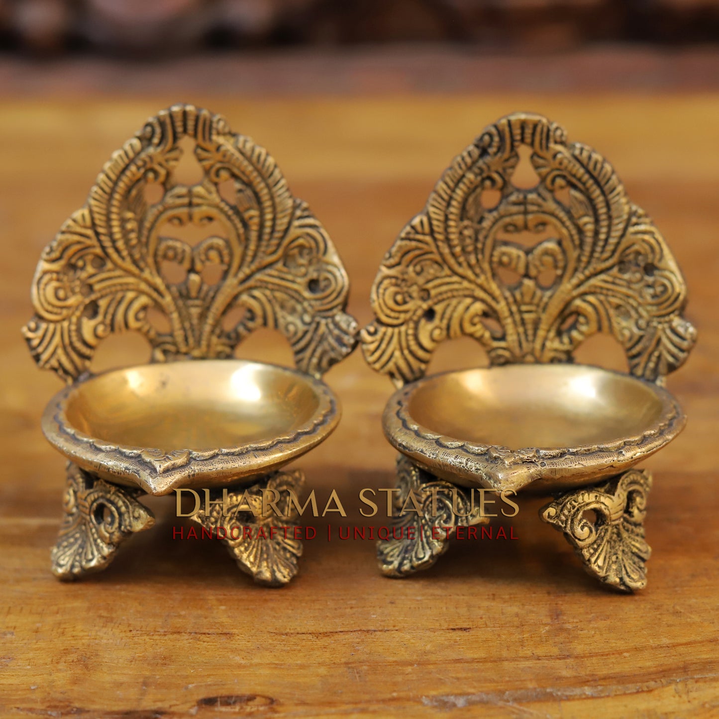 Brass Diya, Fine Golden Work 5"