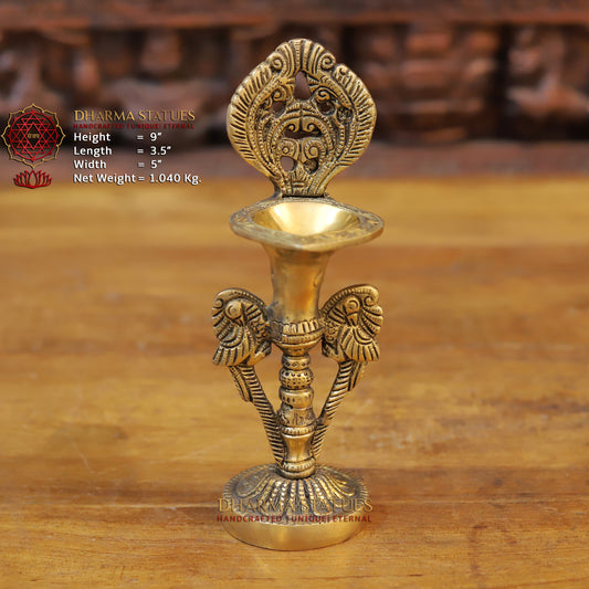 Brass Parrot Lamps, Fine Golden Finish 9"