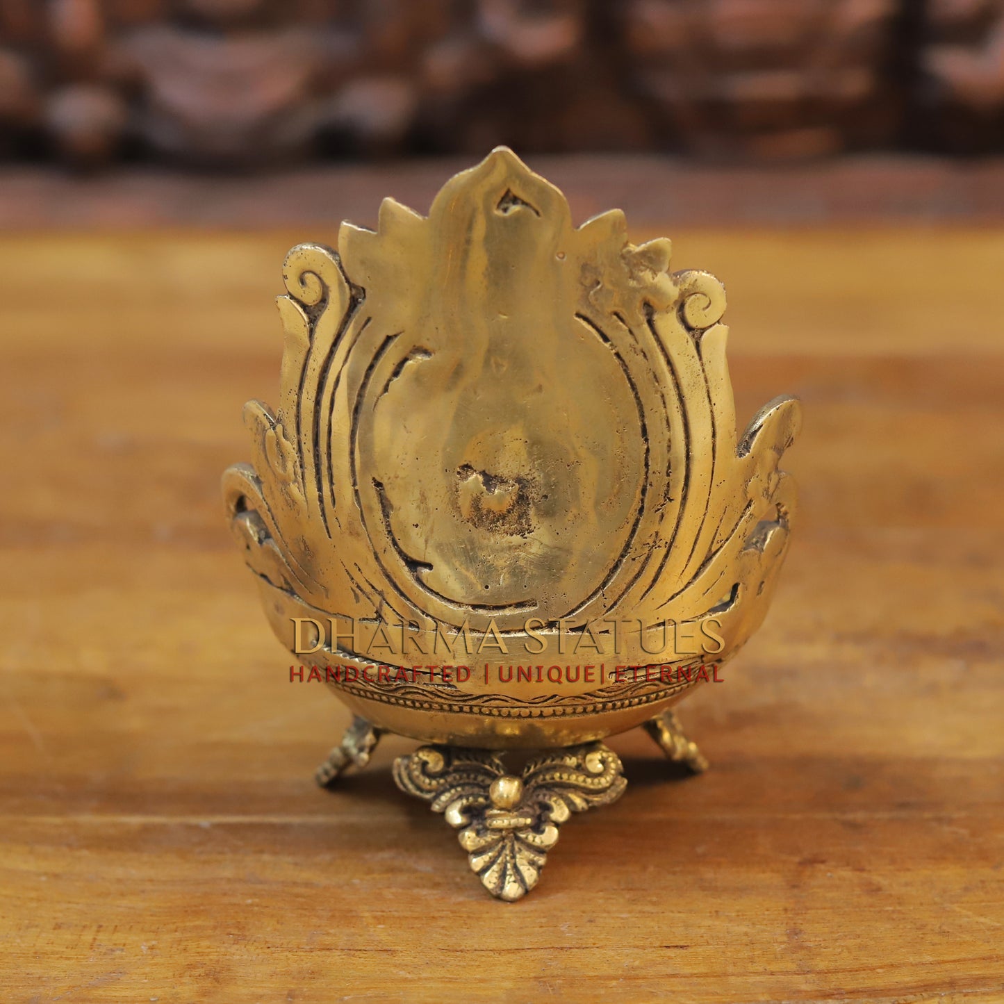 Brass Ganesh Diya, Fine Golden Finish 7"