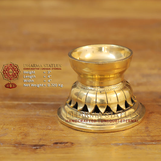 Brass Blooming Lotus Diya, Fine  Golden Finish 3"