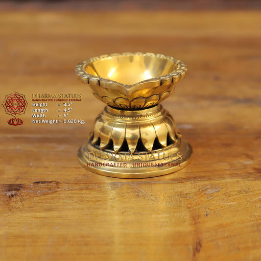 Brass Lotus Base Diya , Fine Golden Finish 3.5"