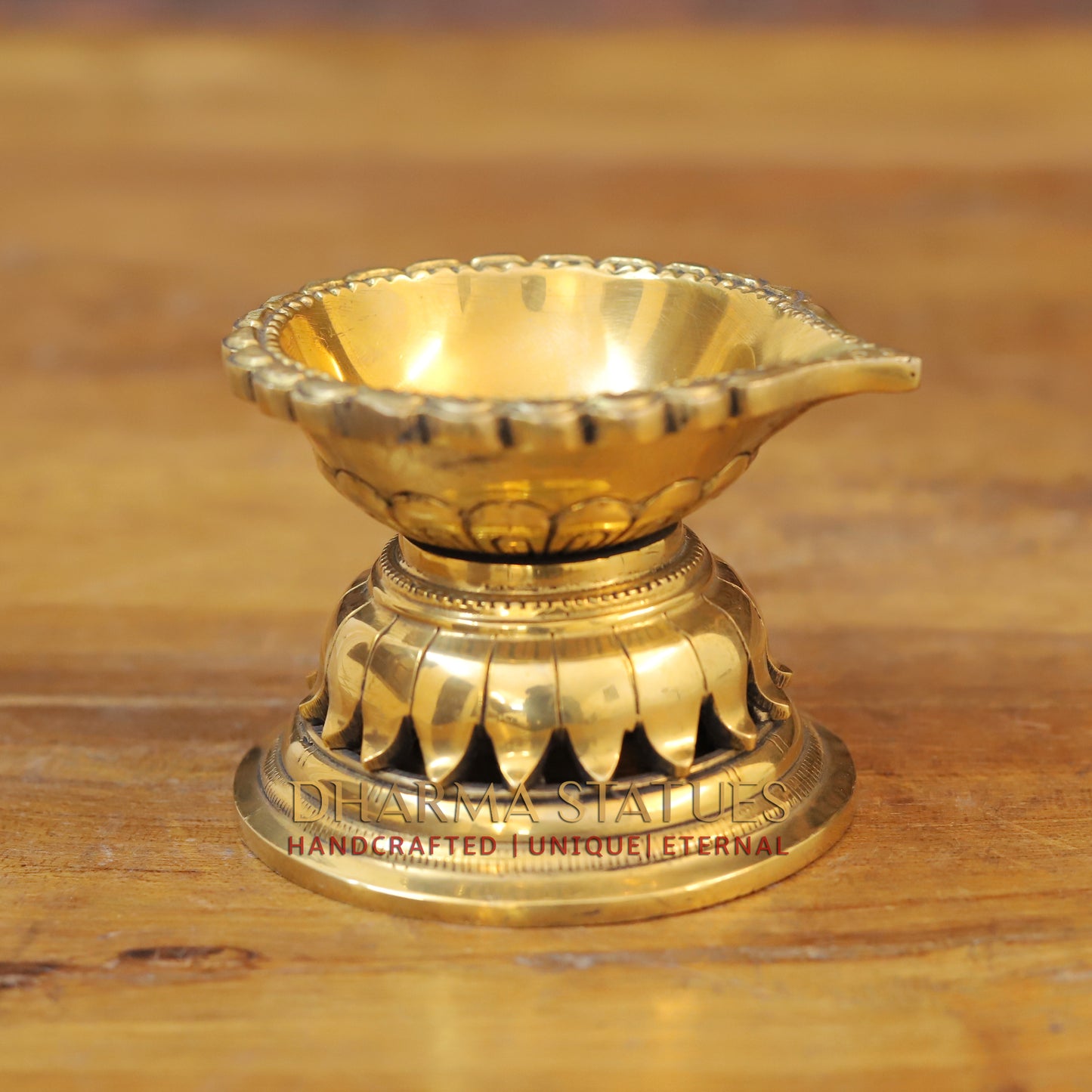 Brass Lotus Base Diya , Fine Golden Finish 3.5"