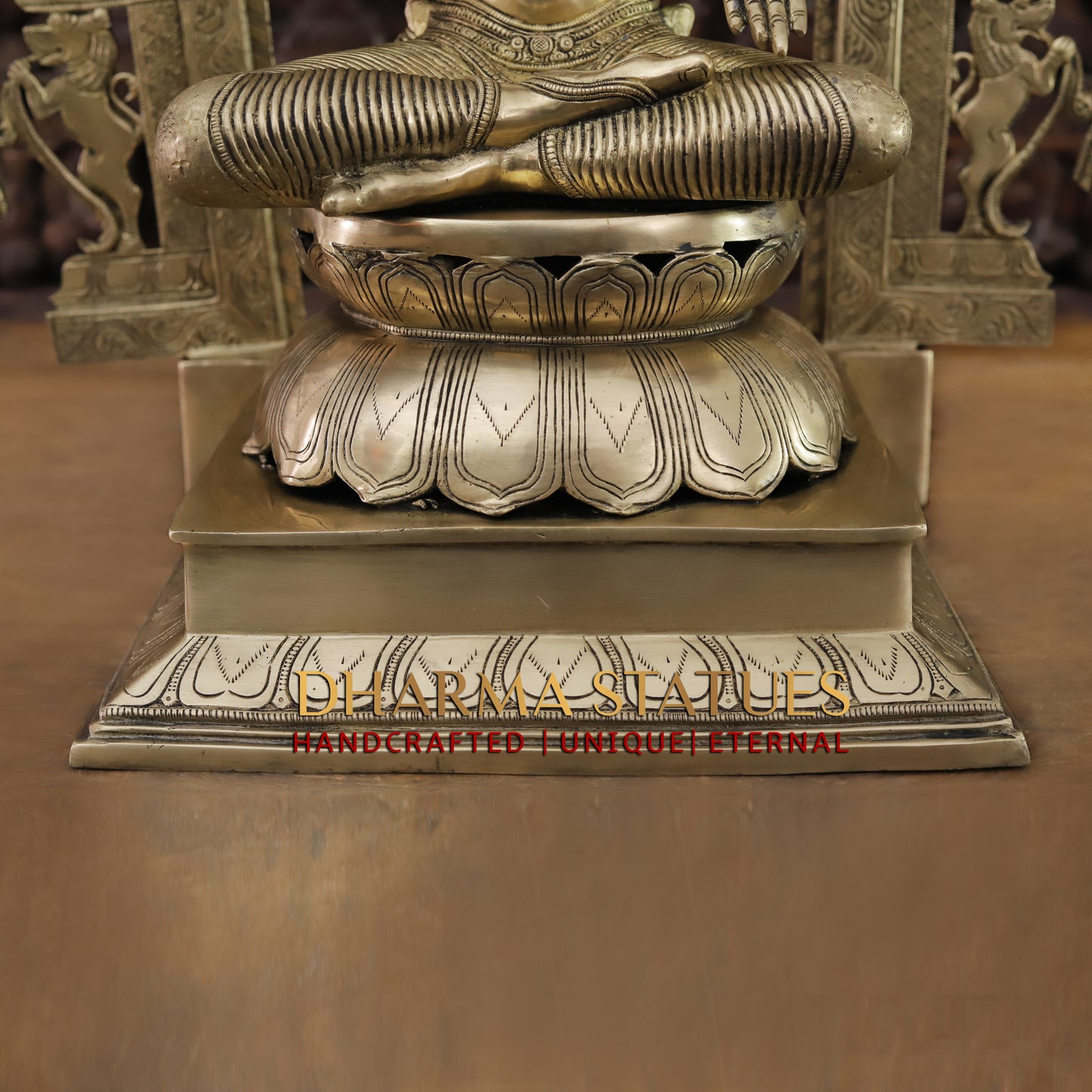 Brass Lakshmi seated with Frame, Golden Finish, 33"