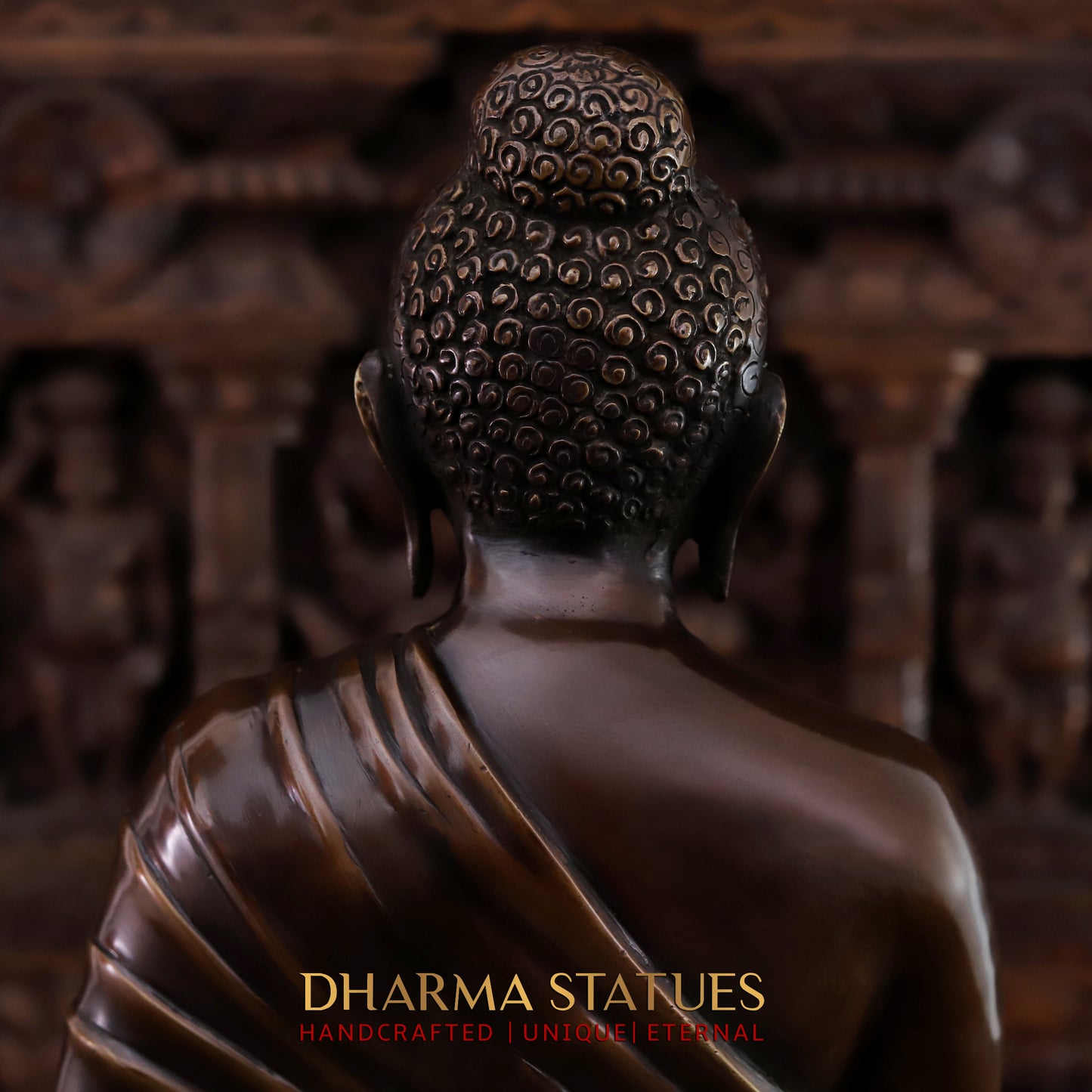 Brass Buddha seated in Blessing Posture, Copper Finish, 22.5"