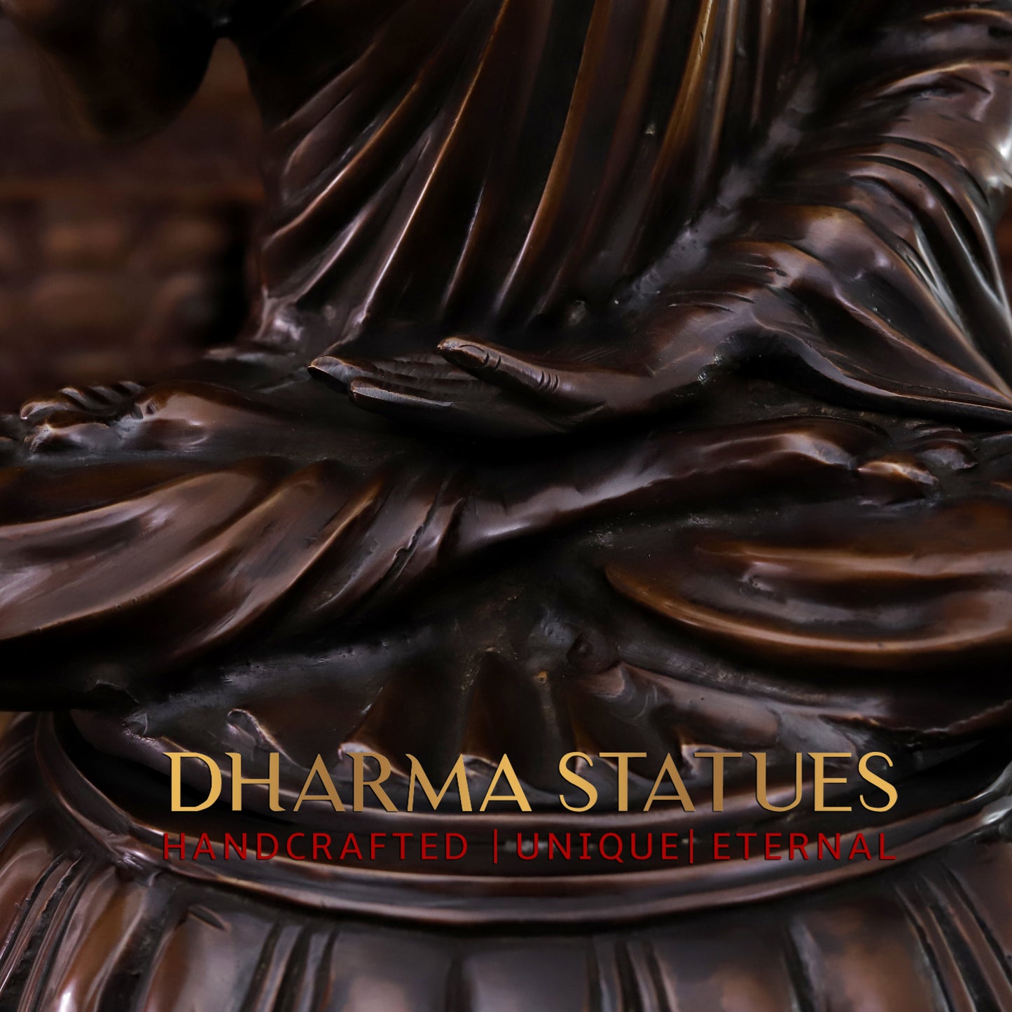 Brass Buddha seated in Blessing Posture, Copper Finish, 22.5"