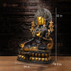 Brass Tara Statue, Sitting on a Throne, Black Patina & Golden Finish 32"