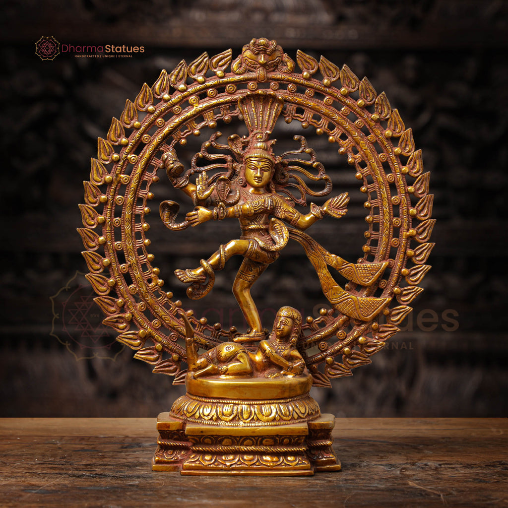 Brass Natraj, Lord Shiva Performing Tandava Dance. 19" Front View